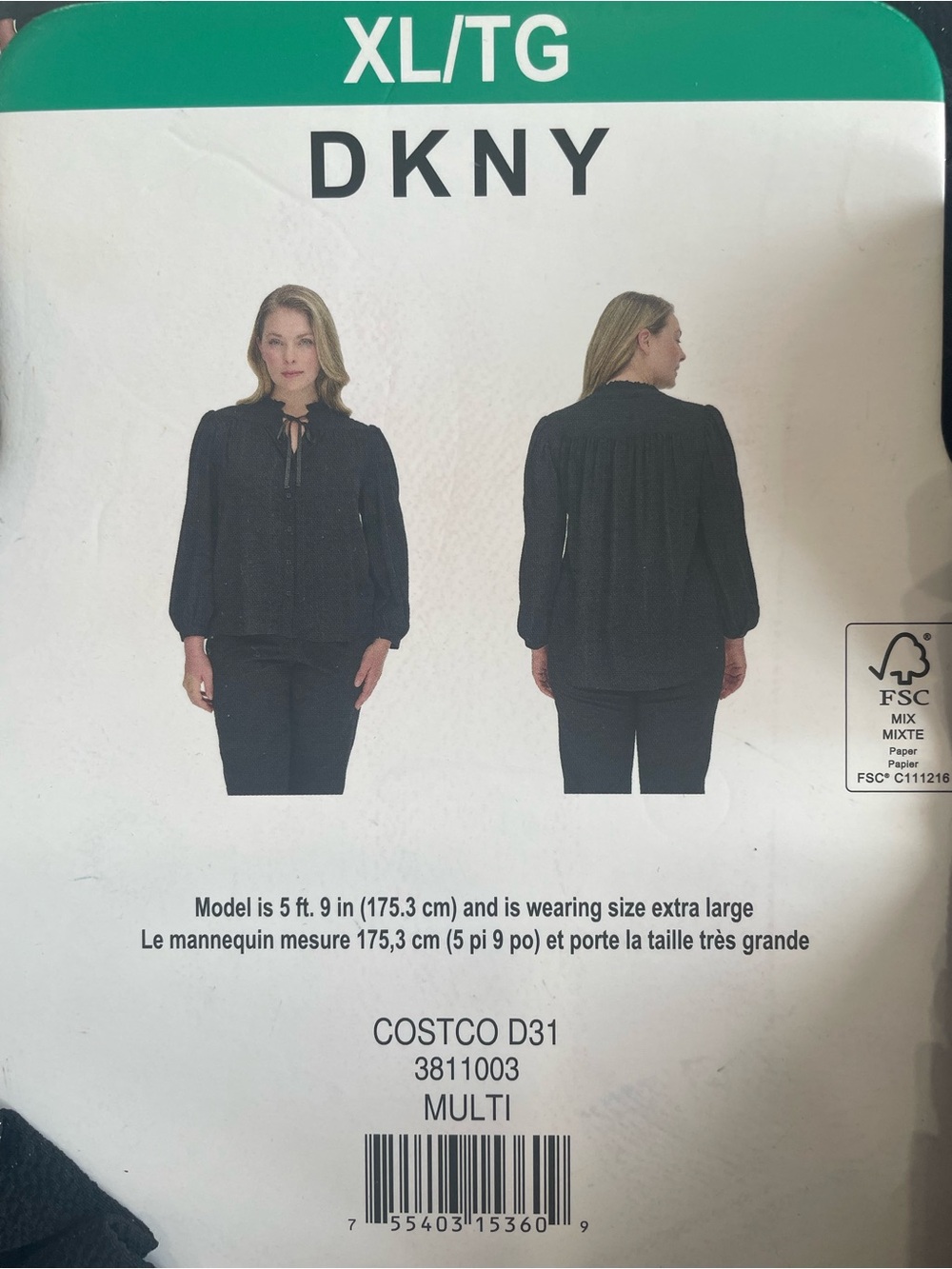 DKNY Black Ruffled Neck Tie-Front Blouse XL (Lot) - Picture 2 of 5